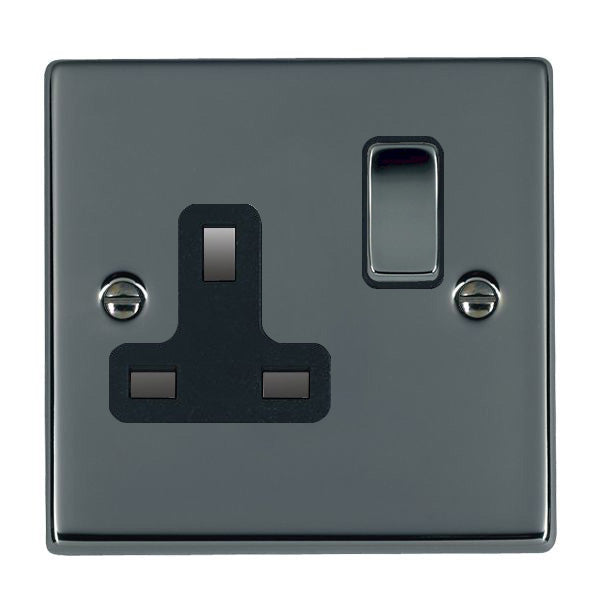Hartland 78SS1BK-B 1 gang 13A Double Pole Switched Socket Black Nickel with Black Nickel/Black Inserts