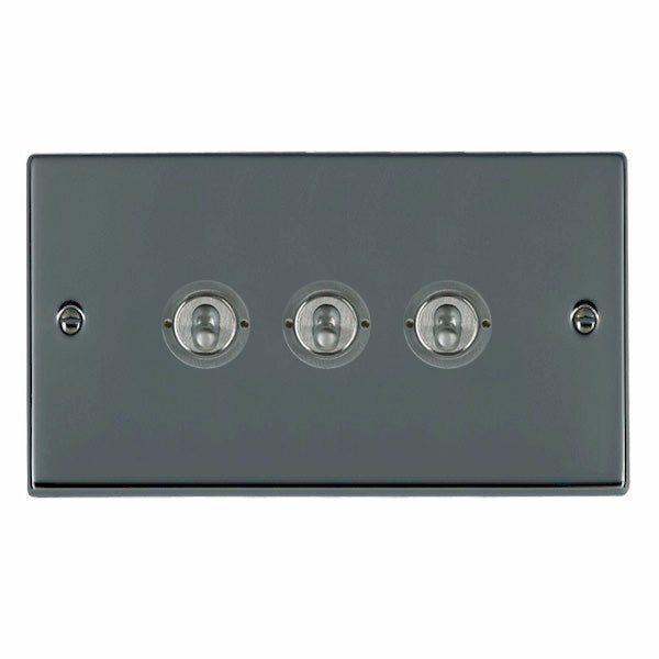 Hartland 78T23 3 gang 20AX 2 Way FL Toggle Black Nickel with Black Nickel Inserts