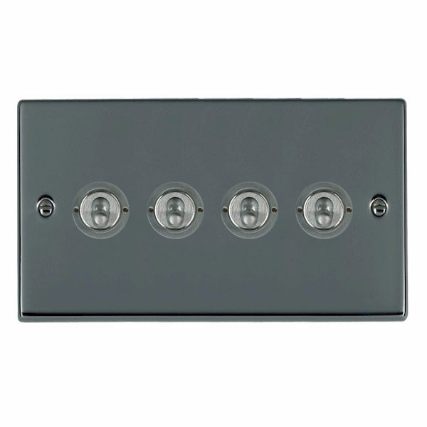 Hartland 78T24 4 gang 20AX 2 Way FL Toggle Black Nickel with Black Nickel Inserts