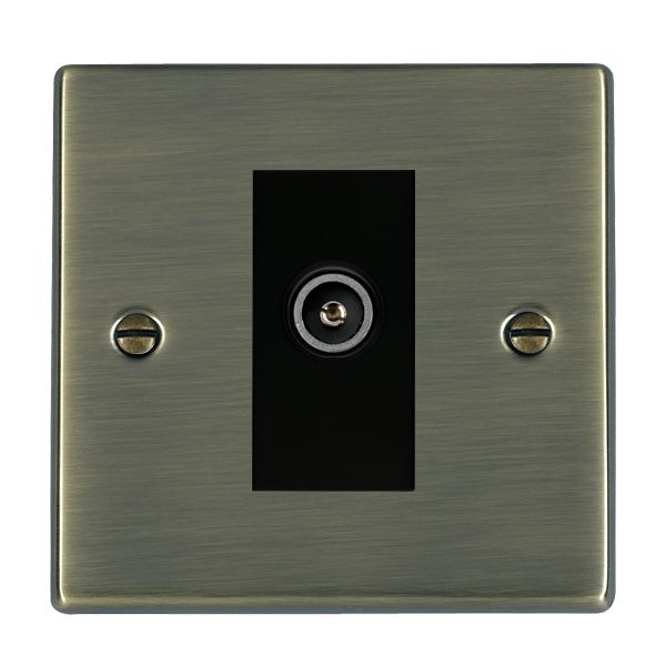 Hartland 79DTVFB 1 gang Non-Isolated TV (female) (DAB Compatible) Antique Brass with Black Inserts