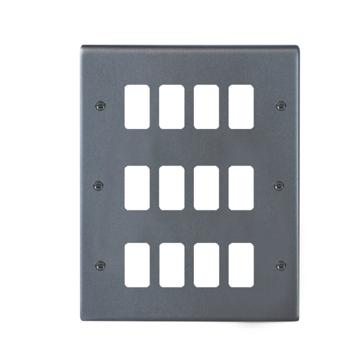 Hartland 7A12GPFL 12 gang Grid Fix Front Loading Aperture Plate with Grid Anthra Gray