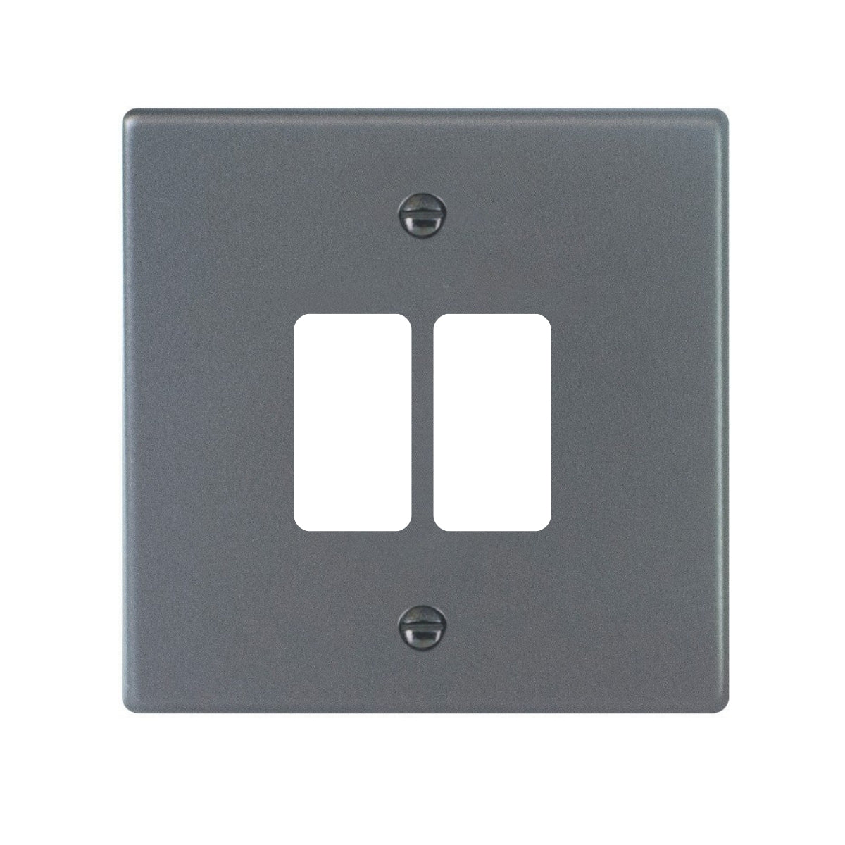 Hartland 7A2GPFL 2 gang Grid Fix Front Loading Aperture Plate with Grid Anthra Gray