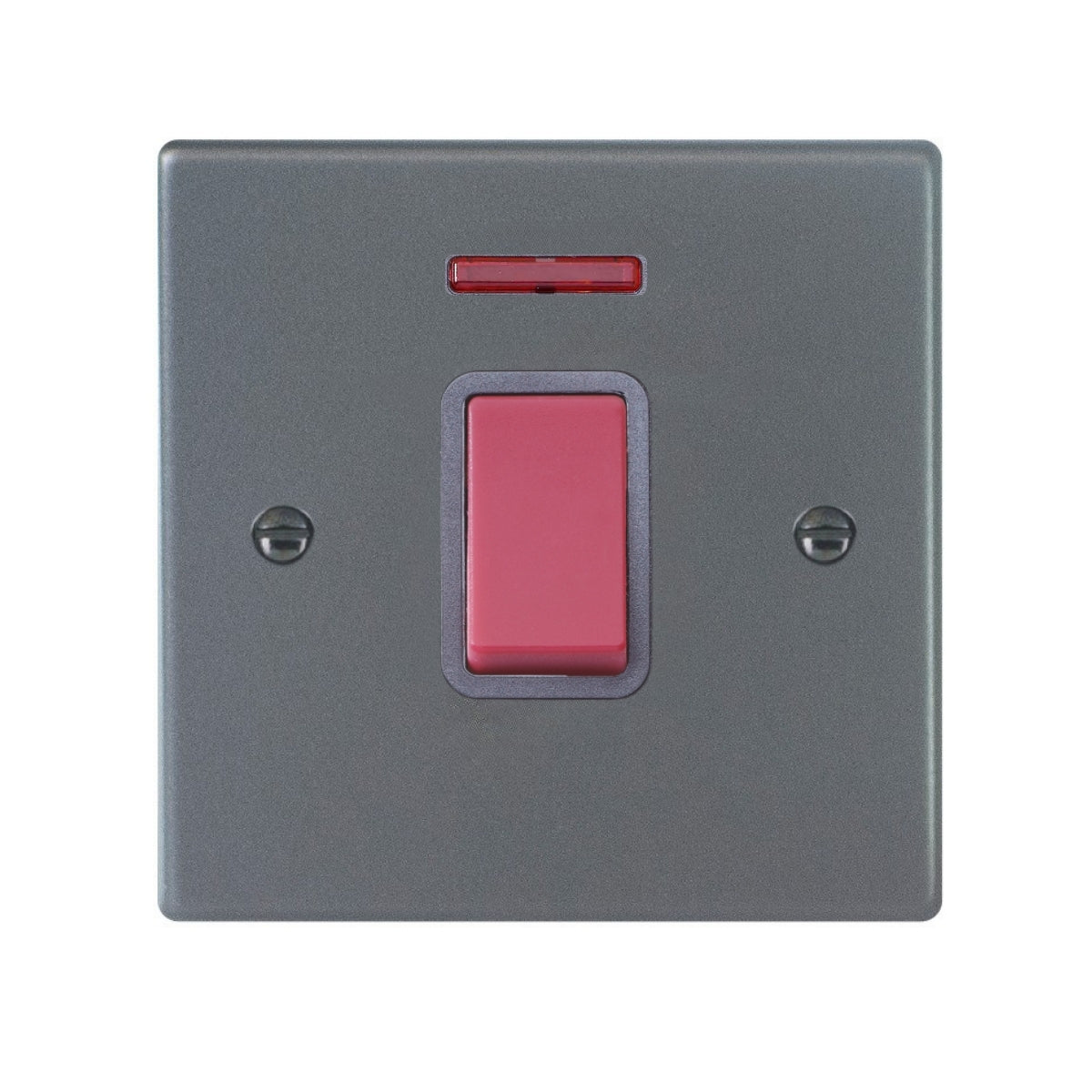 Hartland 7A45NQG 1 gang 45A Double Pole Red Rocker + Neon Anthra Gray with Red/Quartz Grey Inserts