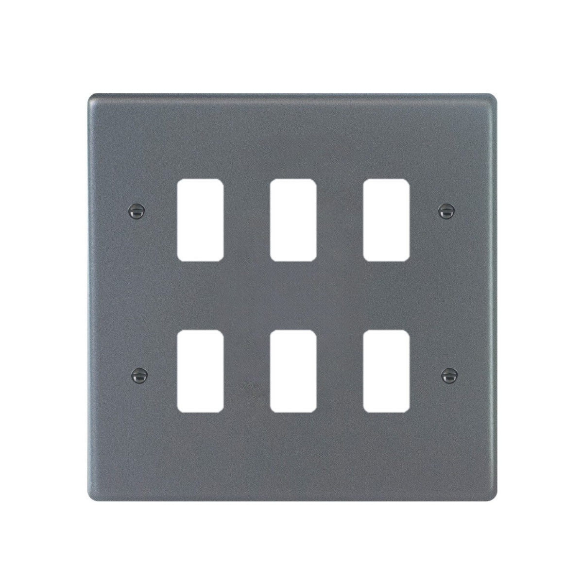 Hartland 7A6GPFL 6 gang Grid Fix Front Loading Aperture Plate with Grid Anthra Gray