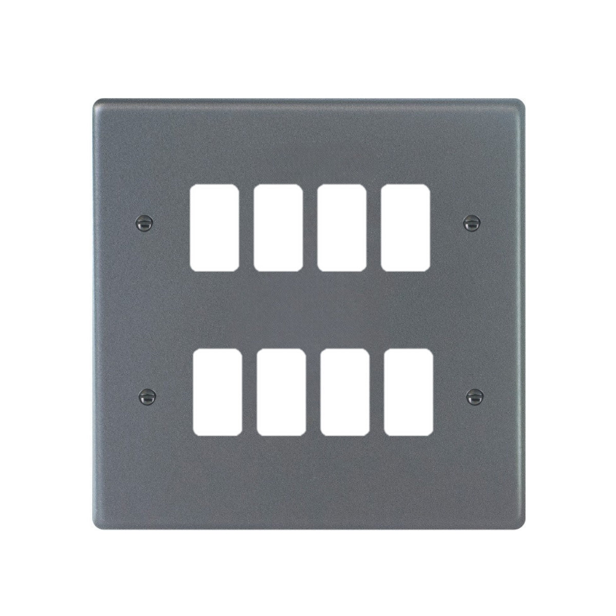 Hartland 7A8GPFL 8 gang Grid Fix Front Loading Aperture Plate with Grid Anthra Gray