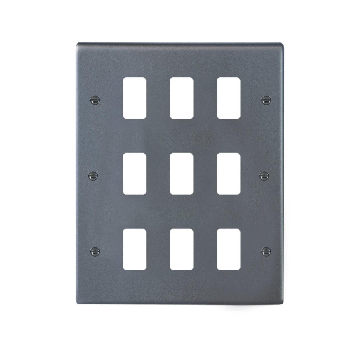 Hartland 7A9GPFL 9 gang Grid Fix Front Loading Aperture Plate with Grid Anthra Gray