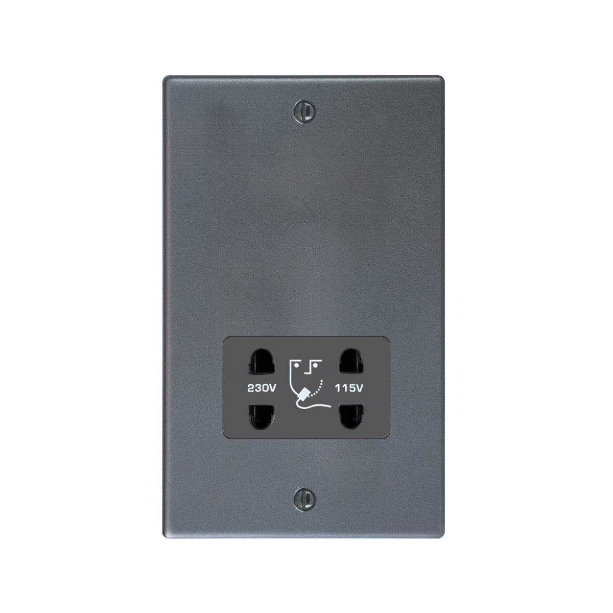 Hartland 7ASHSQG Shaver Dual Voltage Unswitched Socket (Vertically Mounted) Anthra Gray with Quartz Grey Inserts