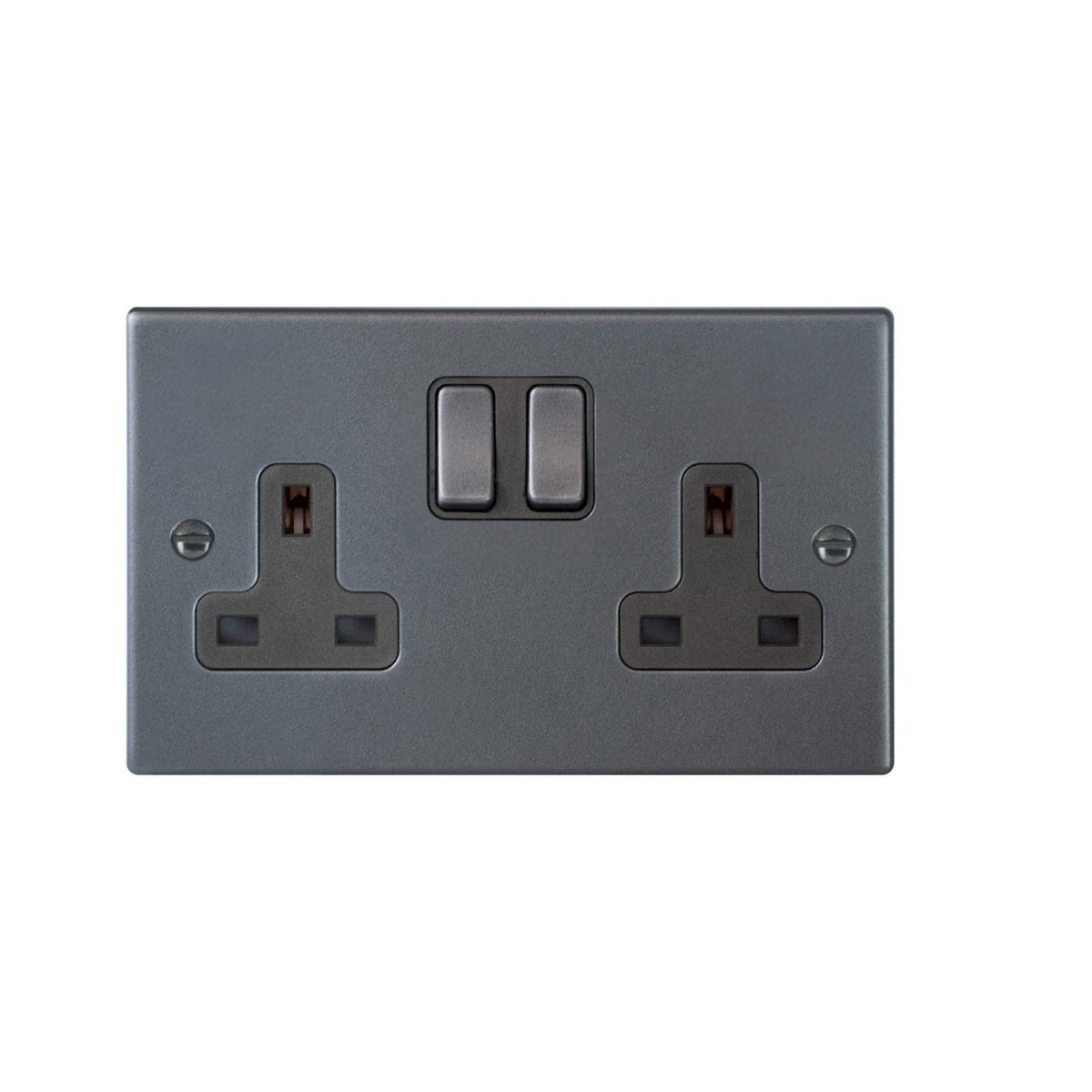 Hartland 7ASS2GA-QG 2 gang 13A Double Pole Switched Socket Anthra Gray with Anthra Gray/Quartz Grey Inserts