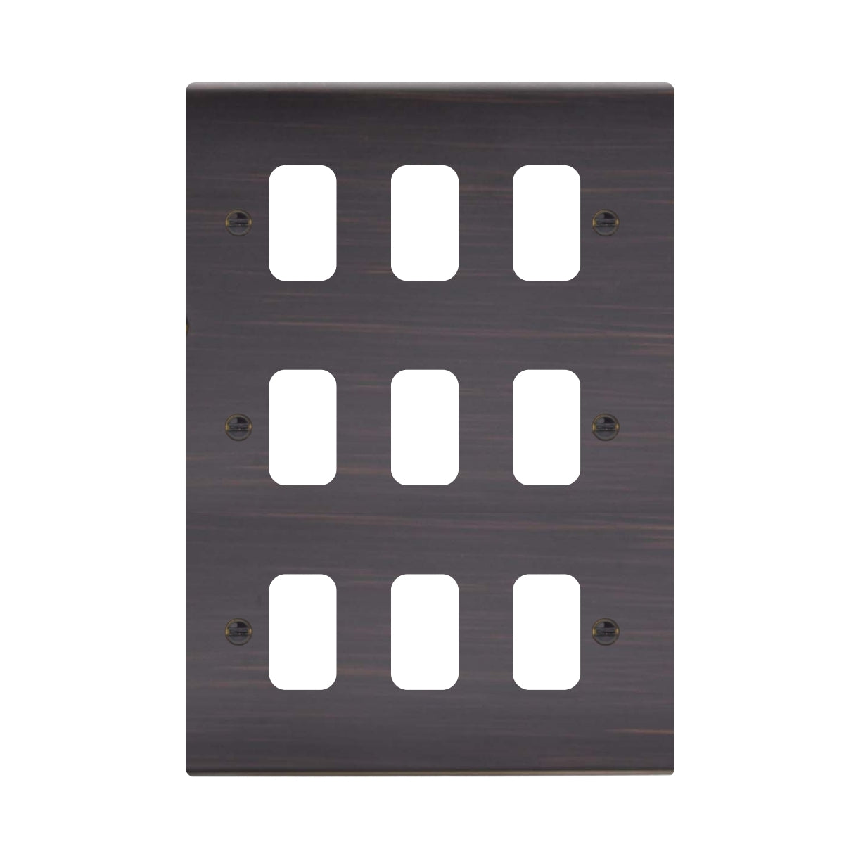 Hartland 7EB9GPFL 9 gang Grid Fix Front Loading Aperture Plate with Grid Etrium Bronze