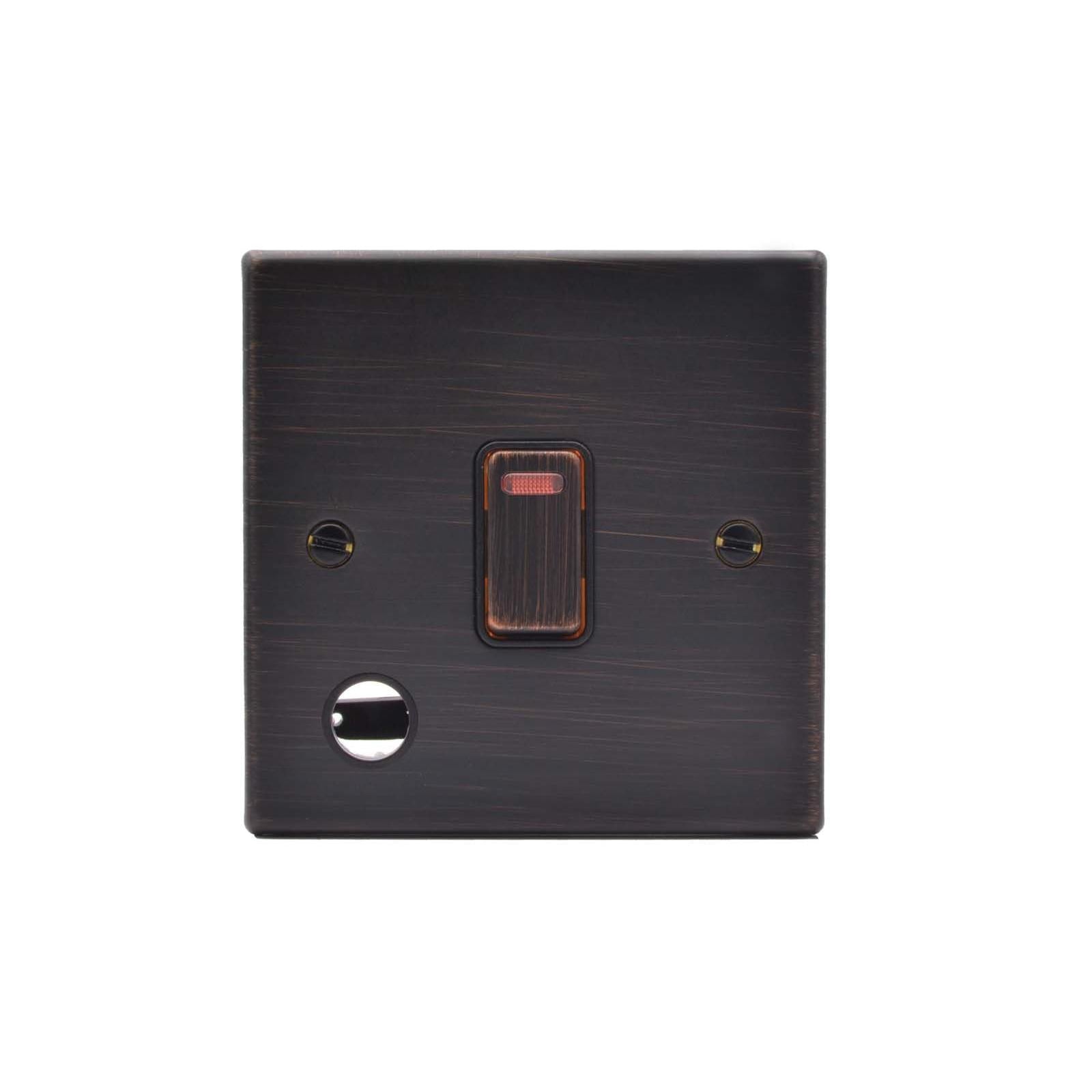 Hartland 7EBDPNCEB-B 1 gang 20AX Double Pole Rocker + Neon + Cable Outlet Etrium Bronze with Etrium Bronze/Black Inserts
