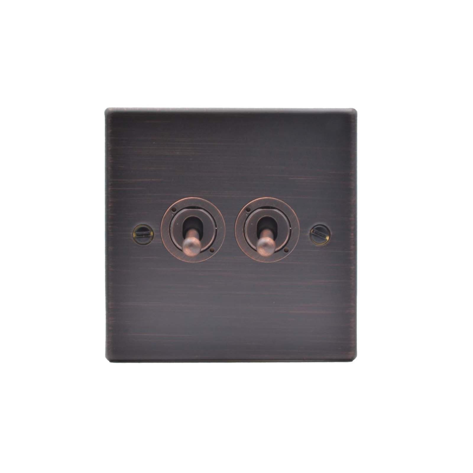 Hartland 7EBT22 2 gang 20AX 2 Way FL Toggle Etrium Bronze with Etrium Bronze Inserts