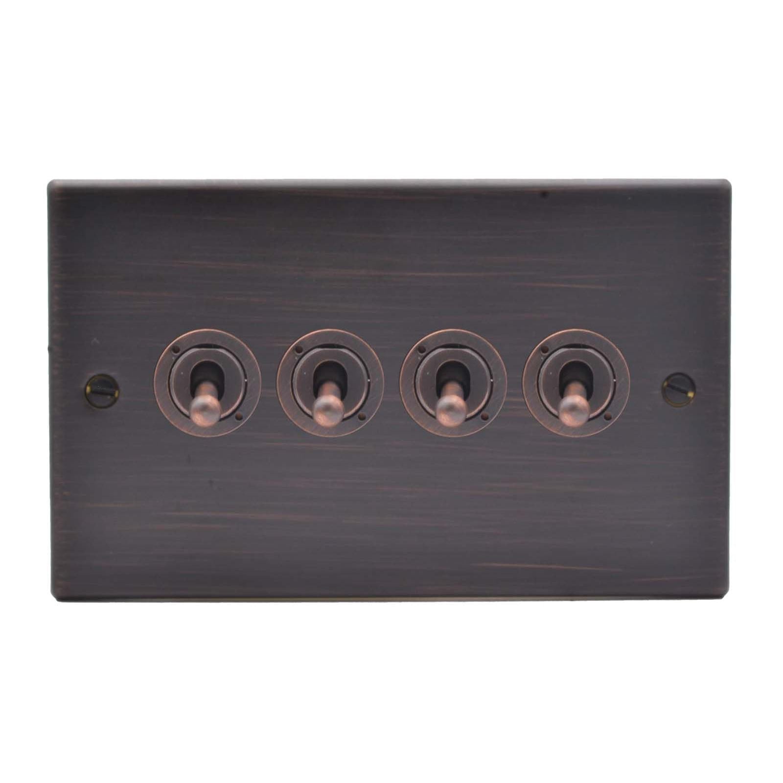 Hartland 7EBT24 4 gang 20AX 2 Way FL Toggle Etrium Bronze with Etrium Bronze Inserts
