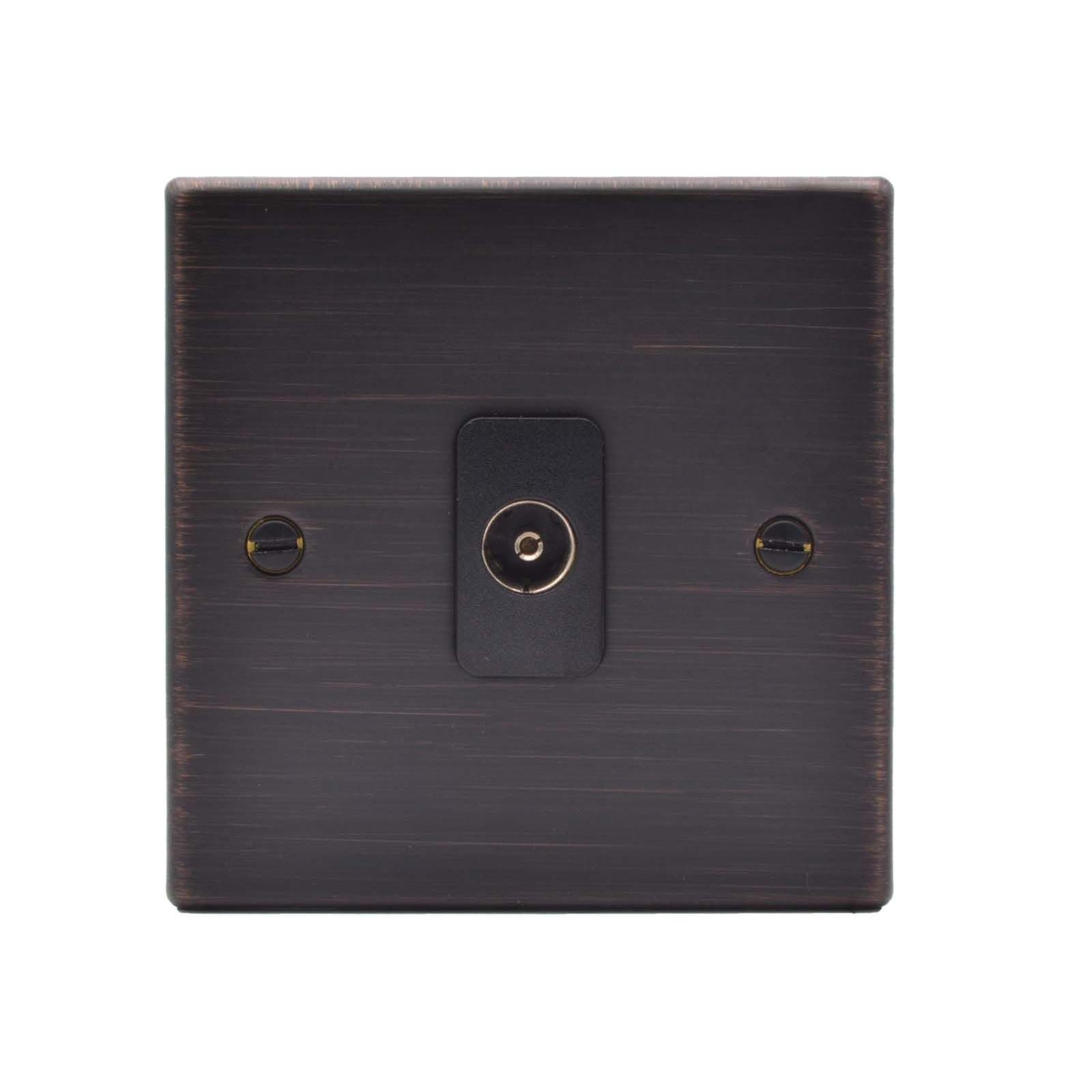 Hartland 7EBTVIB 1 gang Isolated TV 1in/1out Etrium Bronze with Black Inserts