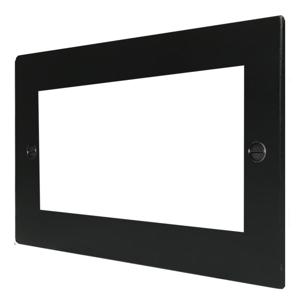 Hartland 7MBEURO4 4 gang EuroFix 100x50mm Apertured Plate with Grid Matt Black
