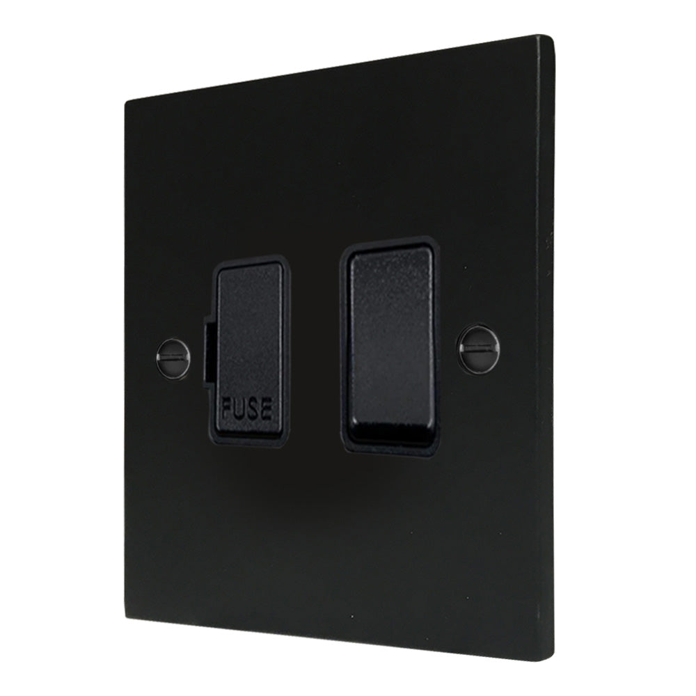 Hartland 7MBSPBL-B 1 gang 13A Double Pole Fused Spur Matt Black with Black/Black Inserts