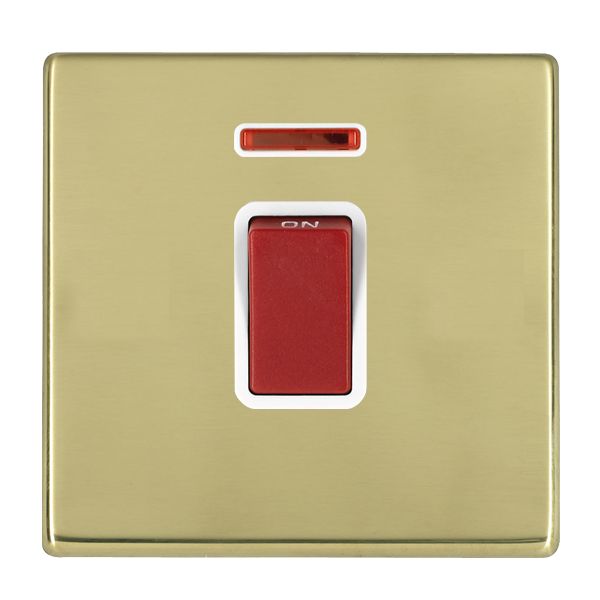 Hartland G2 7G2145NW 1 gang 45A Double Pole Red Rocker + Neon Polished Brass with Red/White Inserts