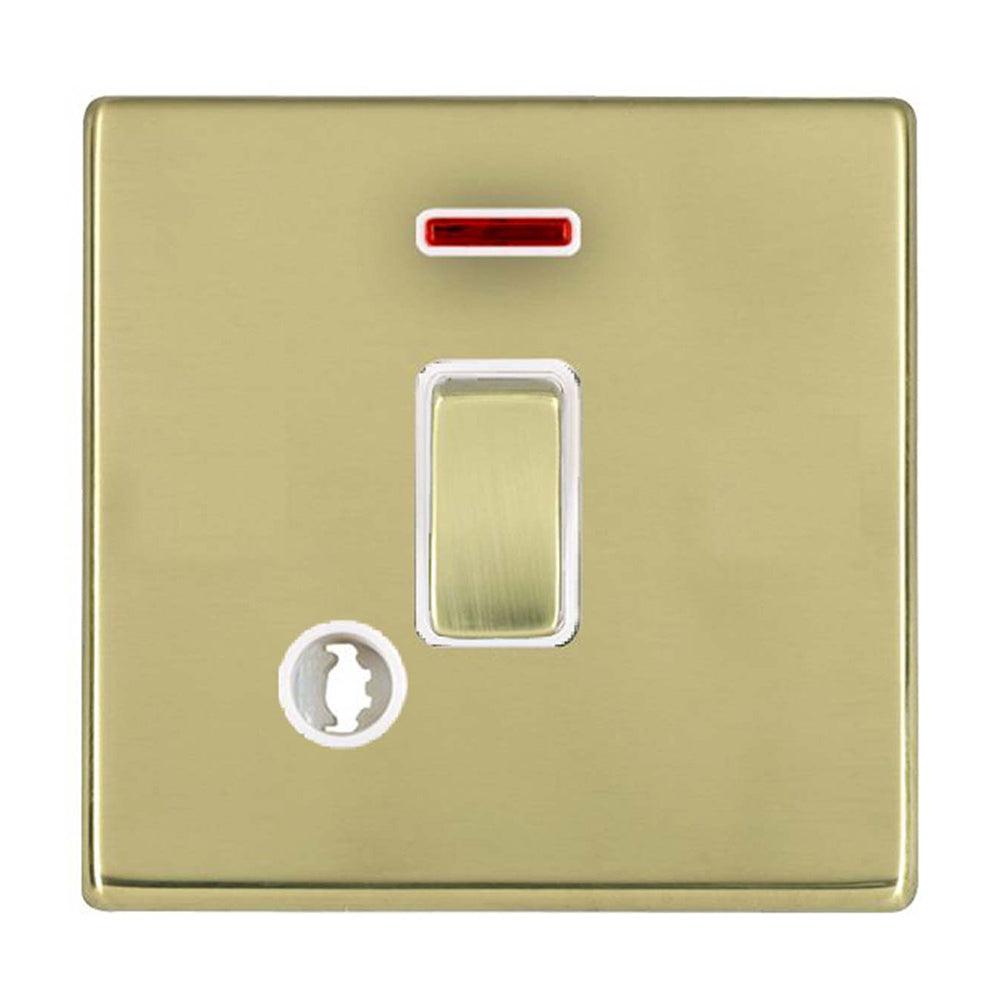 Hartland G2 7G21DPNCPB-W 1 gang 20AX Double Pole Rocker + Neon + Cable Outlet Polished Brass with Polished Brass/White Inserts