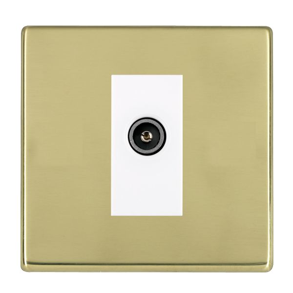 Hartland G2 7G21DTVFW 1 gang Non-Isolated TV (female) (DAB Compatible) Polished Brass with White Inserts