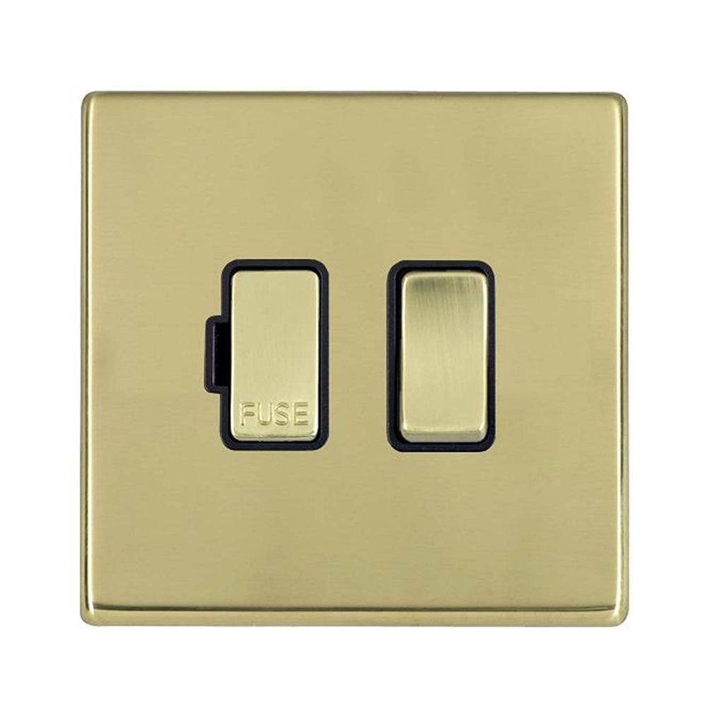Hartland G2 7G21SPPB-B 1 gang 13A Double Pole Fused Spur Polished Brass with Polished Brass/Black Inserts