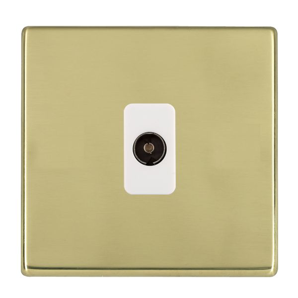Hartland G2 7G21TVW 1 gang Non-Isolated TV 1in/1out Polished Brass with White Inserts
