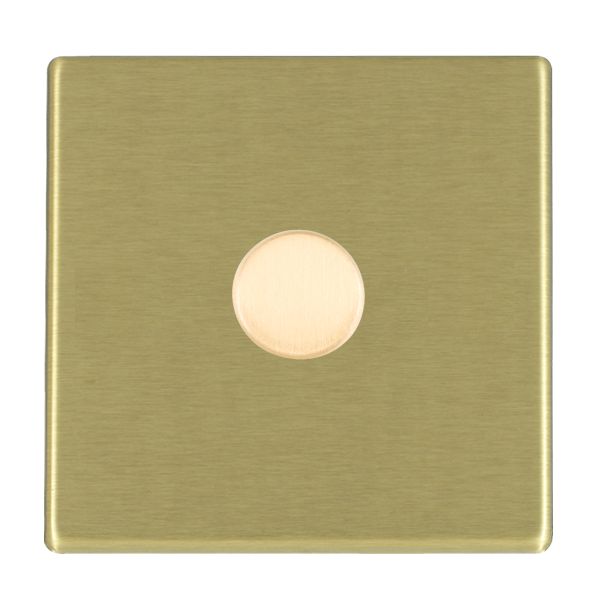 Hartland G2 7G221XLEDITB100 1 gang 100W LED Trailing/Leading Edge Push On/Off Rotary 2 Way Switching Dimmer Satin Brass with Satin Brass Inserts