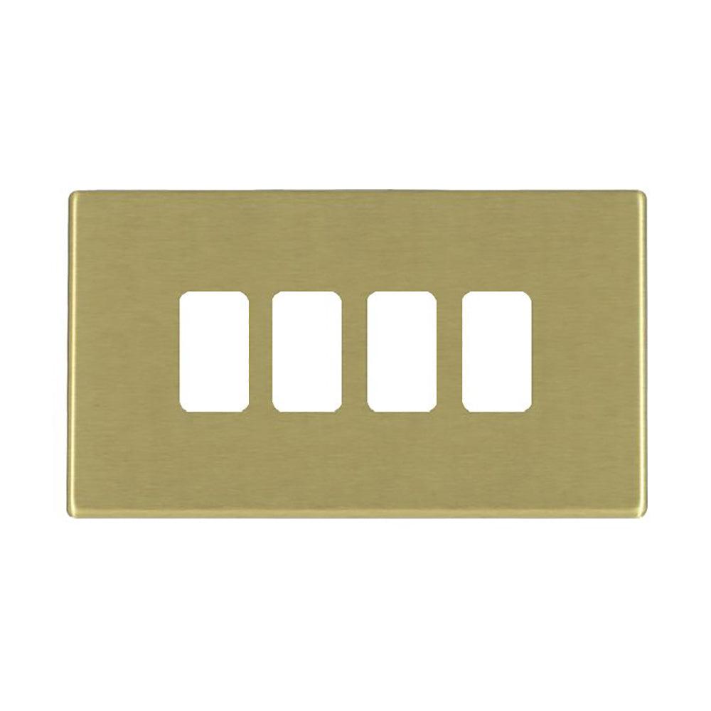 Hartland G2 7G224MFL 4 Module Front Loading Aperture Plate with Grid and Gasket Satin Brass