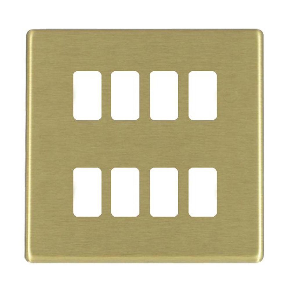 Hartland G2 7G228MFL 8 Module Front Loading Aperture Plate with Grid and Gasket Satin Brass