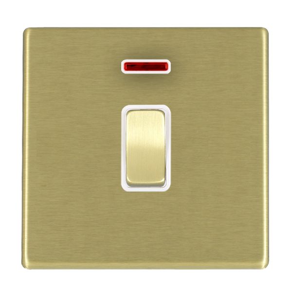 Hartland G2 7G22DPNSB-W 1 gang 20AX Double Pole Rocker + Neon Satin Brass with Satin Brass/White Inserts