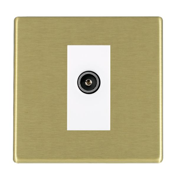 Hartland G2 7G22DTVFW 1 gang Non-Isolated TV (female) (DAB Compatible) Satin Brass with White Inserts