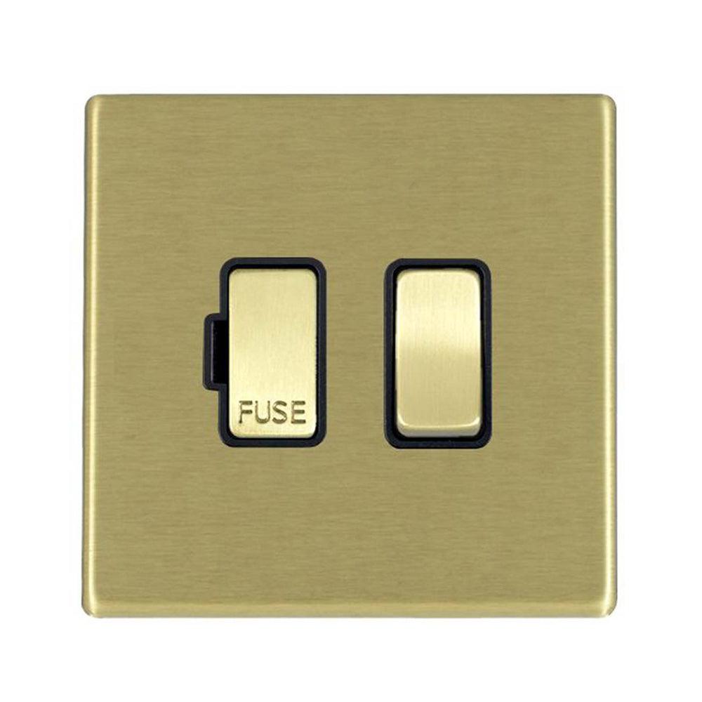 Hartland G2 7G22SPSB-B 1 gang 13A Double Pole Fused Spur Satin Brass with Satin Brass/Black Inserts