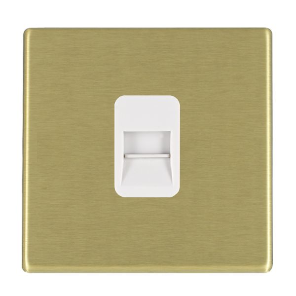 Hartland G2 7G22TCMW 1 gang Telephone Master Satin Brass with White Inserts