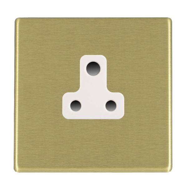 Hartland G2 7G22US5W 1 gang 5A Unswitched Socket Satin Brass with White Inserts
