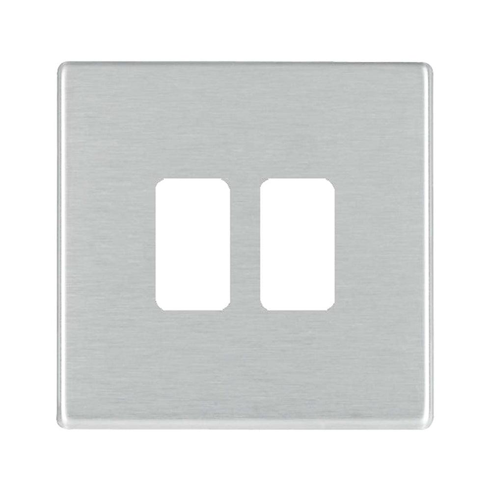 Hartland G2 7G242MFL 2 Module Front Loading Aperture Plate with Grid and Gasket Satin Steel