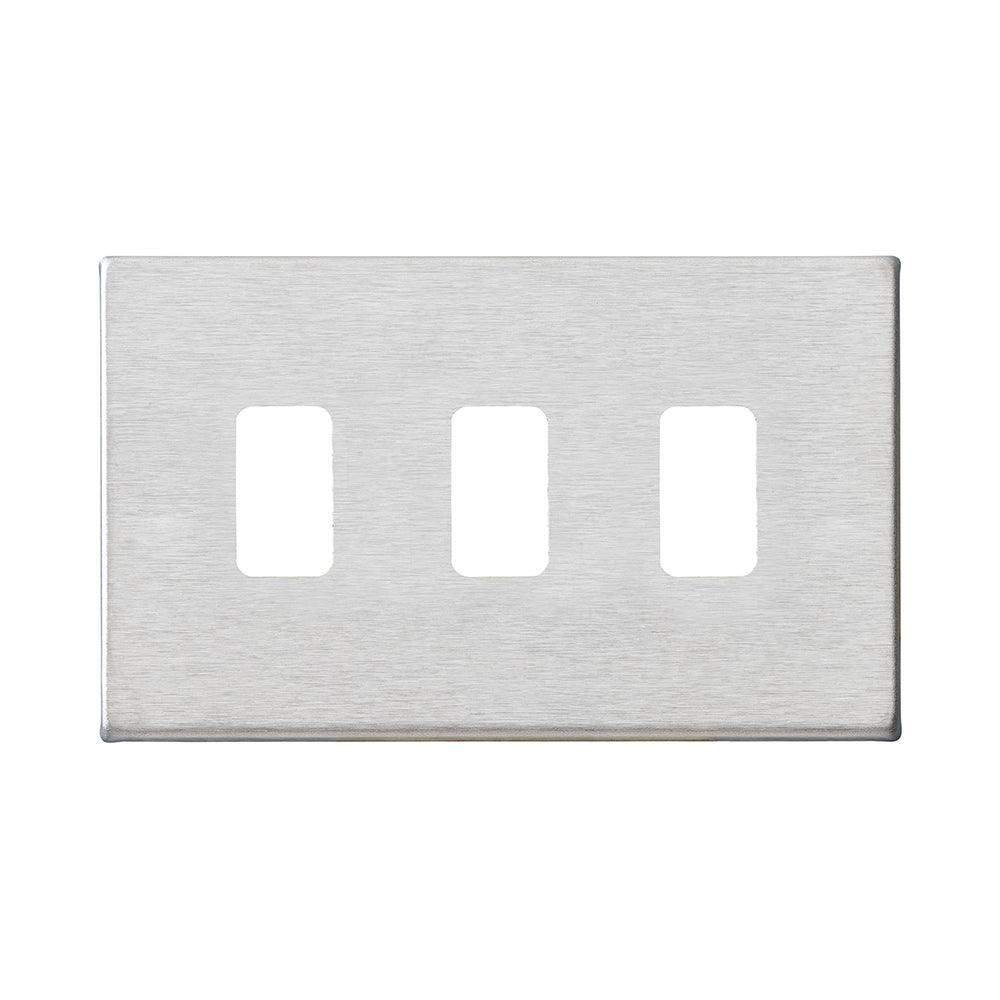 Hartland G2 7G243MFL 3 Module Front Loading Aperture Plate with Grid and Gasket Satin Steel