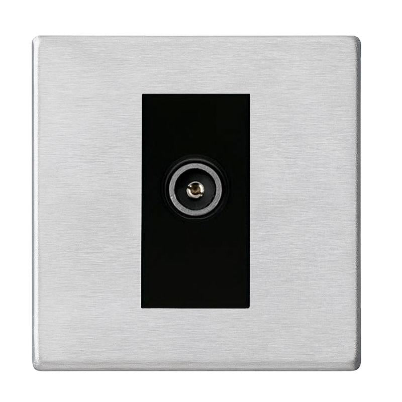 Hartland G2 7G24DTVFB 1 gang Non-Isolated TV (female) (DAB Compatible) Satin Steel with Black Inserts