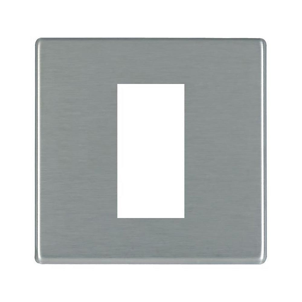 Hartland G2 7G24EURO1 1 gang EuroFix 25x50mm Apertured Plate with Grid Satin Steel