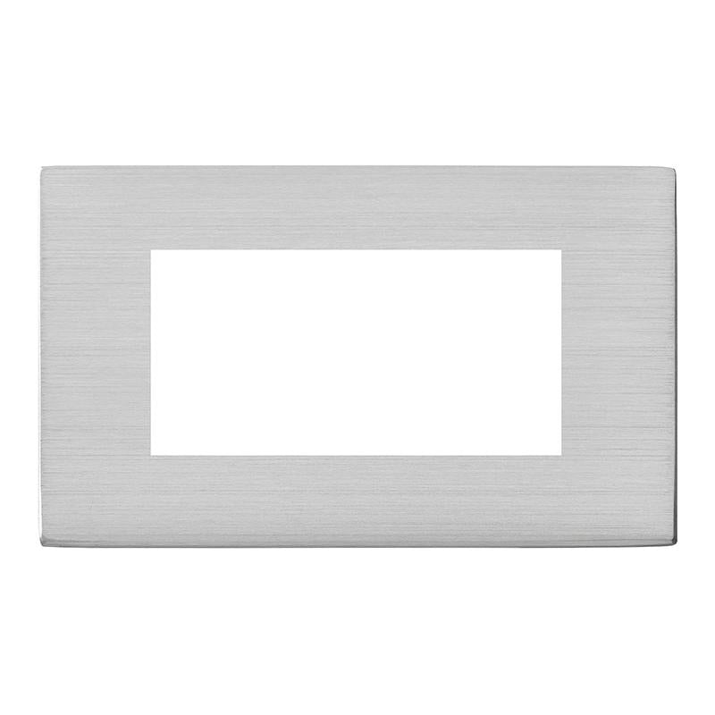 Hartland G2 7G24EURO4 4 gang EuroFix 100x50mm Apertured Plate with Grid Satin Steel