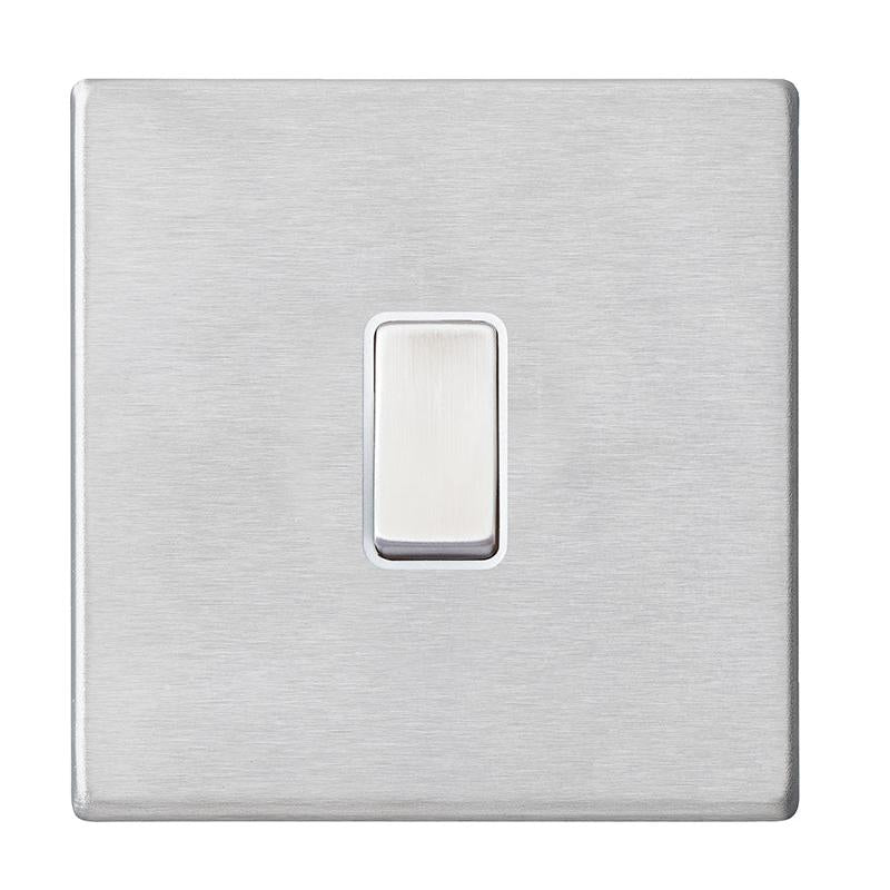 Hartland G2 7G24RRTSS-W 1 gang 10AX Push To Make Retractive Rocker Satin Steel with Satin Steel/White Inserts