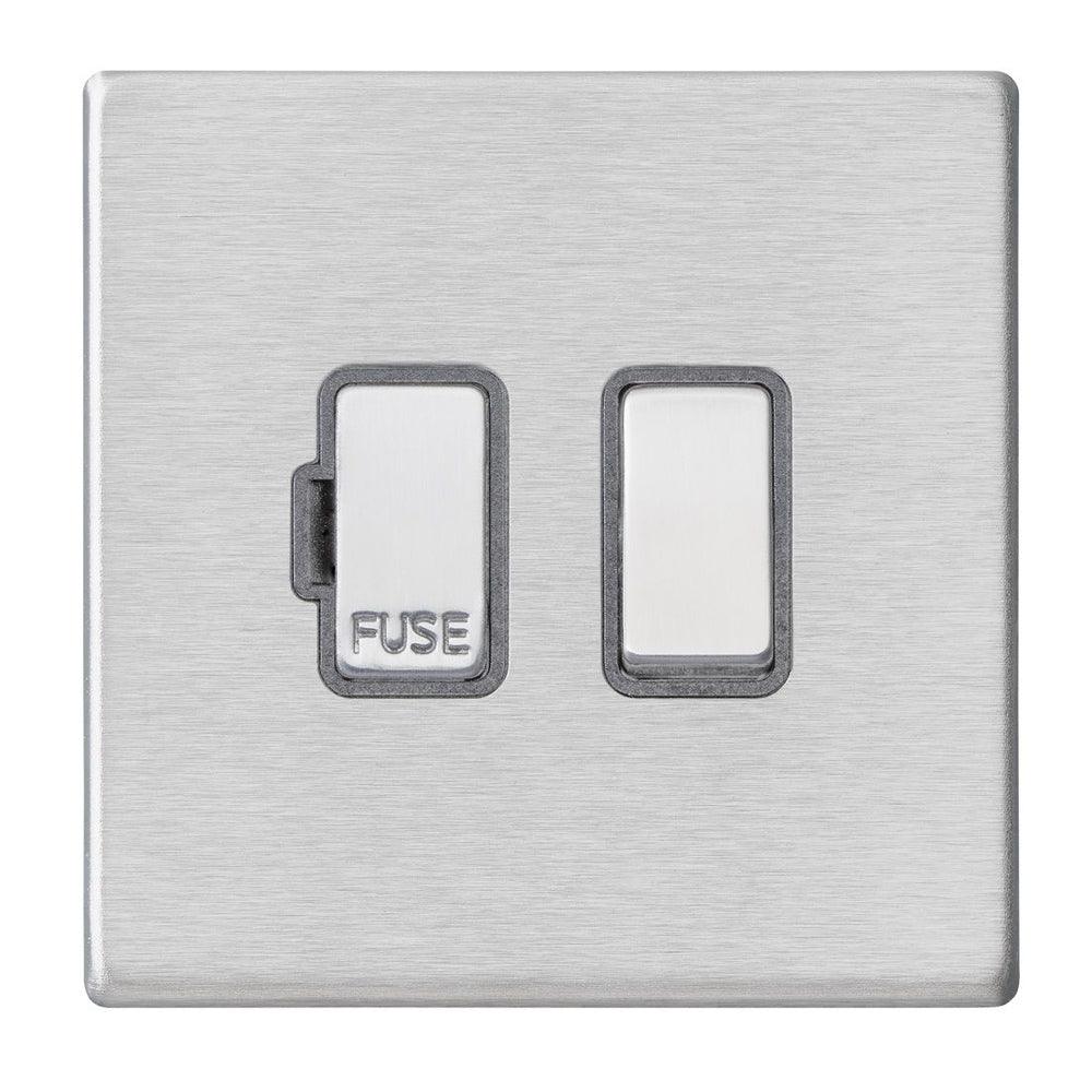 Hartland G2 7G24SPSS-QG 1 gang 13A Double Pole Fused Spur Satin Steel with Satin Steel/Quartz Grey Inserts