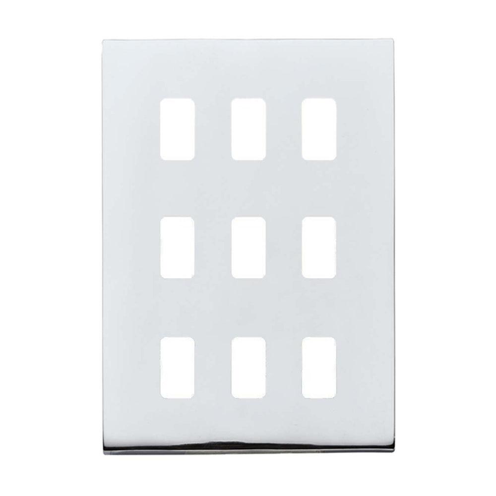 Hartland G2 7G279MFL 9 Module Front Loading Aperture Plate with Grid and Gasket Bright Chrome