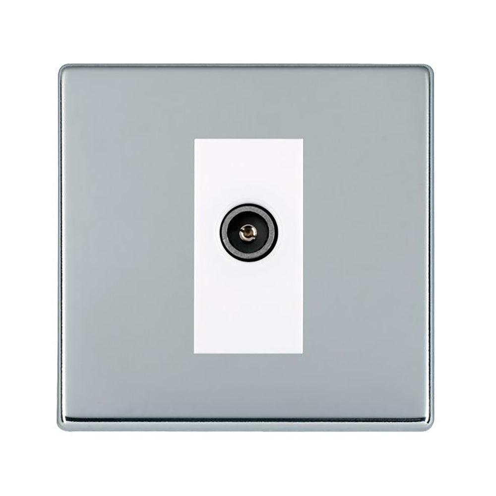 Hartland G2 7G27DTVFW 1 gang Non-Isolated TV (female) (DAB Compatible) Bright Chrome with White Inserts