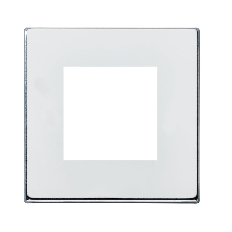 Hartland G2 7G27EURO2 2 gang EuroFix 50x50mm Apertured Plate with Grid Bright Chrome
