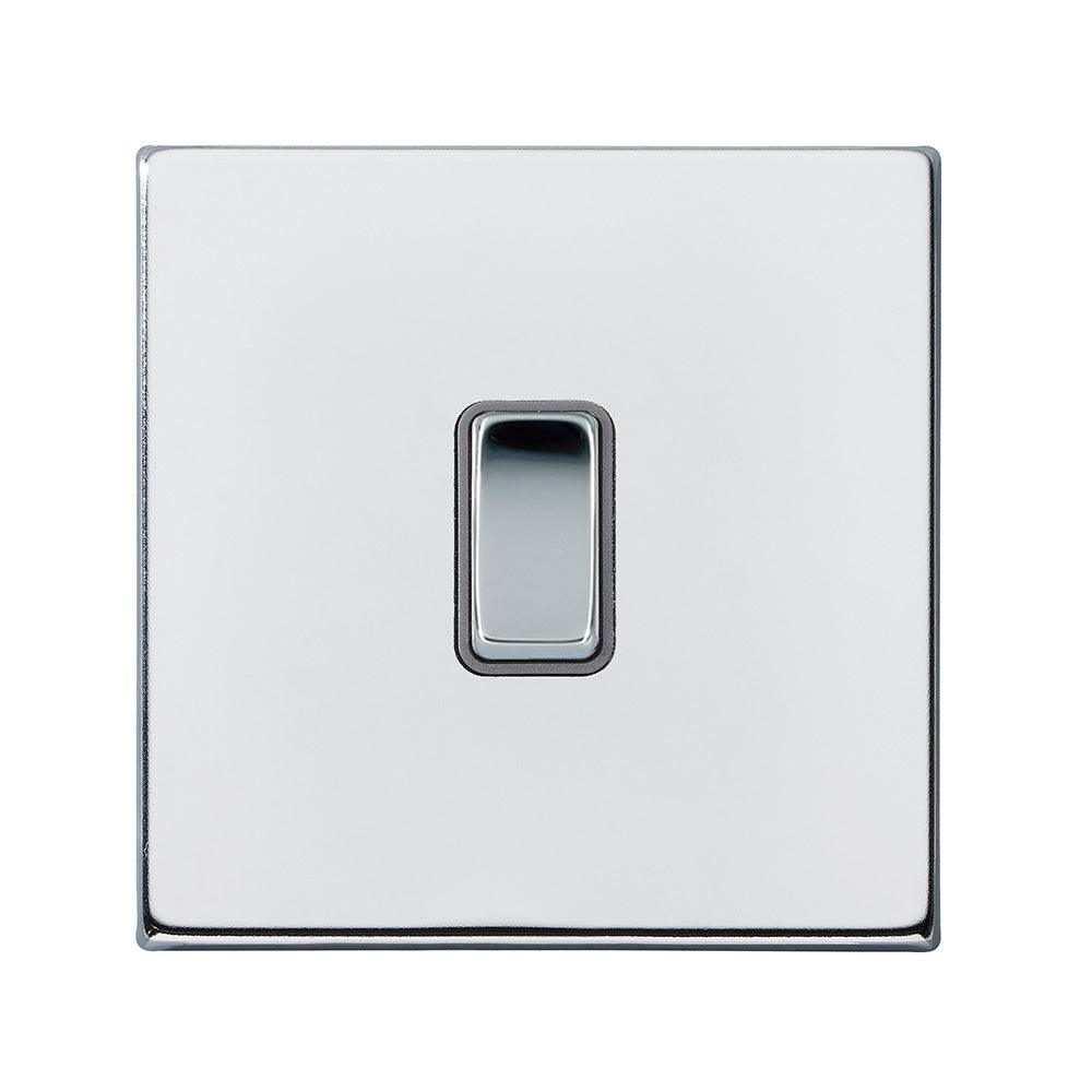 Hartland G2 7G27R21BC-QG 1 gang 10AX 2 Way Rocker Bright Chrome with Bright Chrome/Quartz Grey Inserts