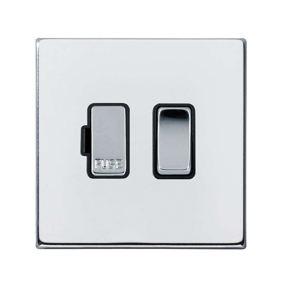 Hartland G2 7G27SPBC-B 1 gang 13A Double Pole Fused Spur Bright Chrome with Bright Chrome/Black Inserts