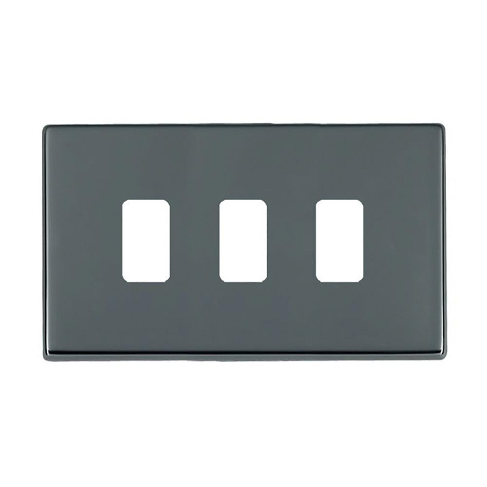 Hartland G2 7G283MFL 3 Module Front Loading Aperture Plate with Grid and Gasket Black Nickel