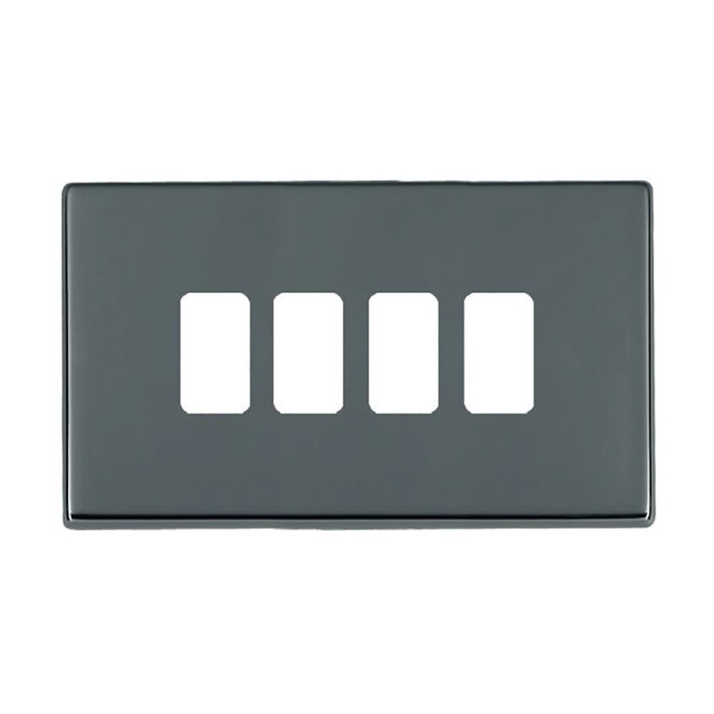 Hartland G2 7G284MFL 4 Module Front Loading Aperture Plate with Grid and Gasket Black Nickel