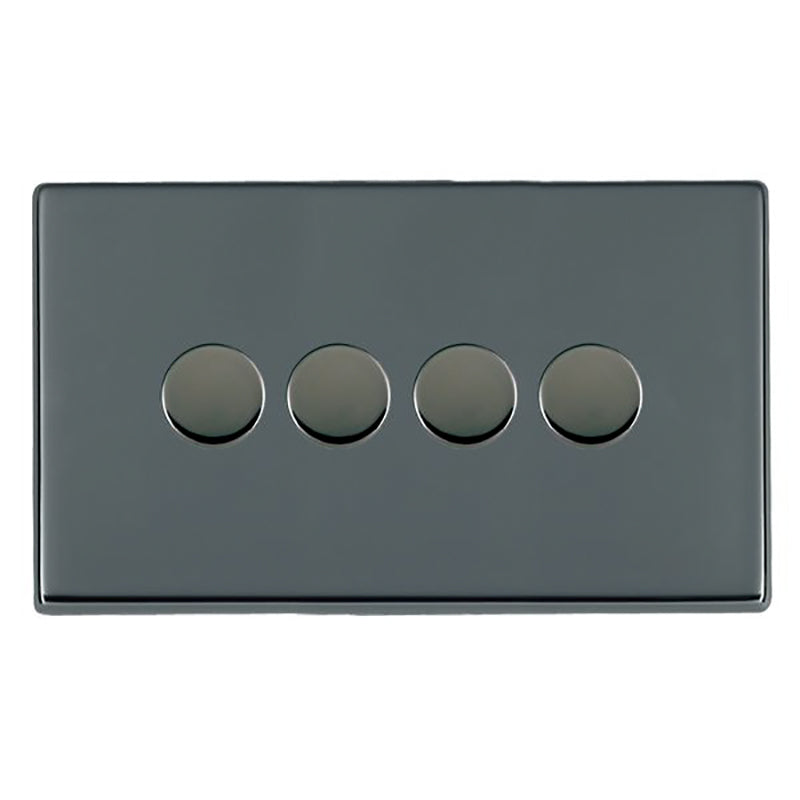 Hartland G2 7G284XLEDITB250 4 gang 250W LED Trailing/Leading Edge Push On/Off Rotary 2 Way Switching Dimmer Black Nickel with Black Nickel Inserts