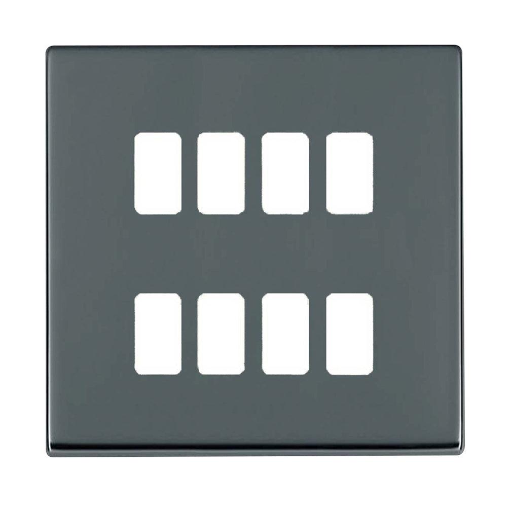Hartland G2 7G288MFL 8 Module Front Loading Aperture Plate with Grid and Gasket Black Nickel