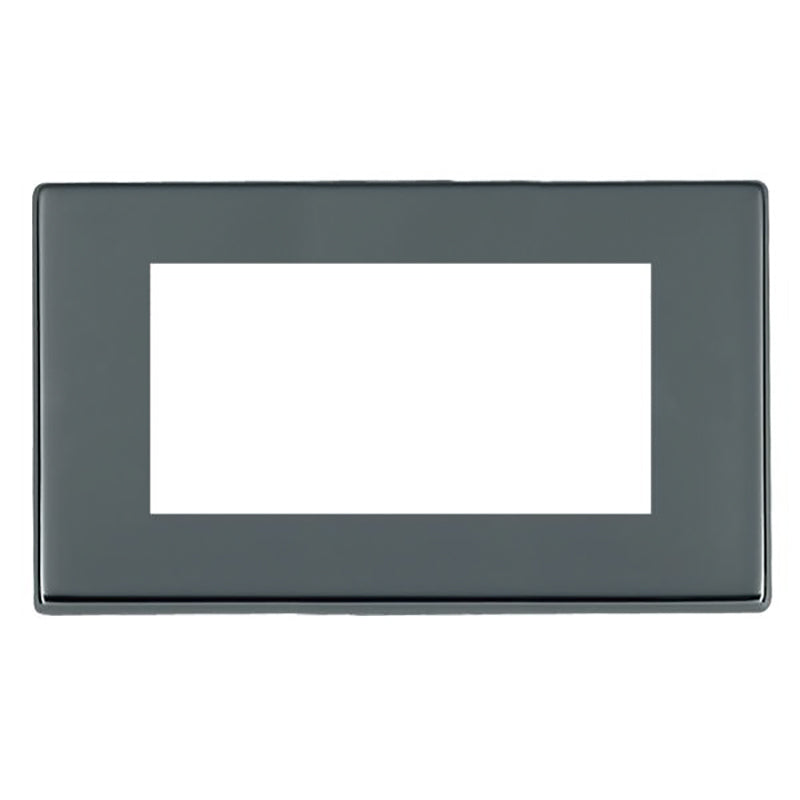 Hartland G2 7G28EURO4 4 gang EuroFix 100x50mm Apertured Plate with Grid Black Nickel