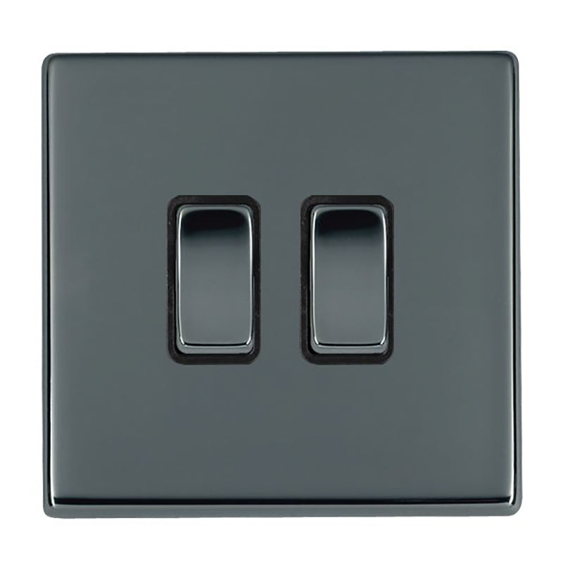 Hartland G2 7G28R32BK-B 2 gang 10AX Intermediate Rocker Black Nickel with Black Nickel/Black Inserts